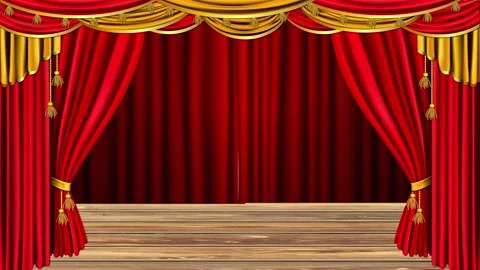 Red Theater Curtain Overlay / Transition Animation with Green Screen background Stock Footage 263312575