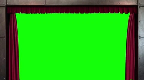 Red Theater Curtains on Proscenium Open to Green Screen 库存影片 59665340