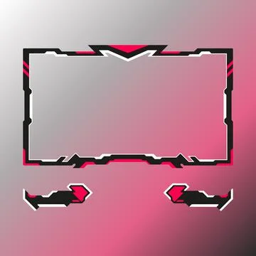 Red theme live stream overlay game ui border frame Stock Illustration