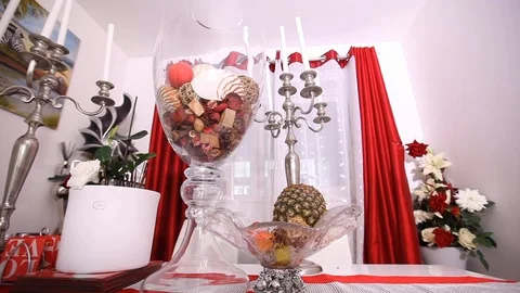 Red themed dinning area Video stock 104684877