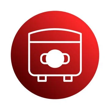 Red themed icon of a bread making machine with white lines and modern desig.. Stock Illustration