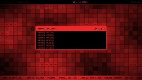 Red Thermal Heat Map Zone Grid Critical Cooling Venting Animation. Stock Footage 347575251