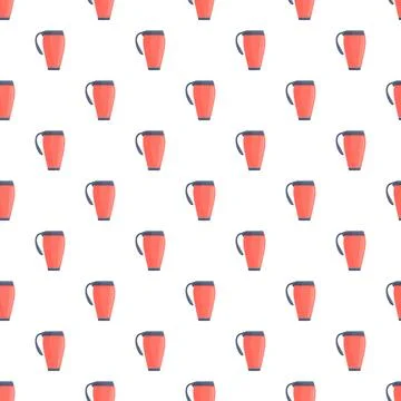 Red thermo mugs seamless pattern for hot drinks Illustration