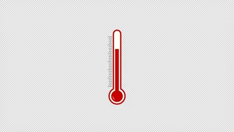 Red thermometer high temperature rise animation, alpha channel Stock Footage 246377779