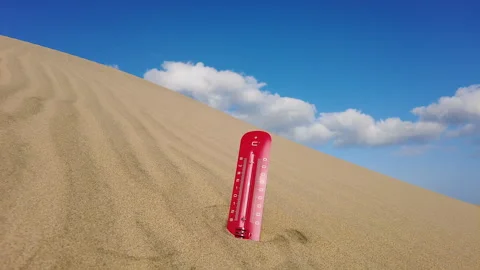 A Red Thermometer Indicates High Temperature. Stock Footage 264803067