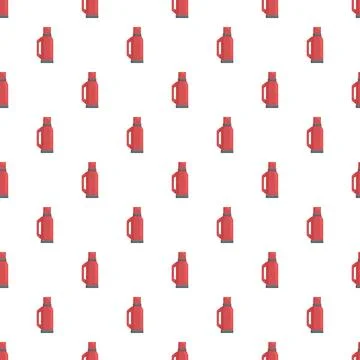 Red thermos bottle repetitive seamless pattern Stock Illustration