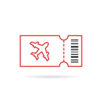 Red thin air line ticket logo isolated on white Stock Illustration