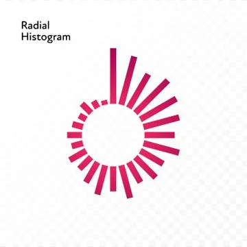 Red thin colums on radial histogram Stock Illustration