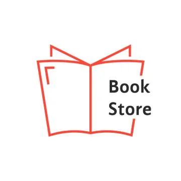 Red thin line book store logo Stock Illustration