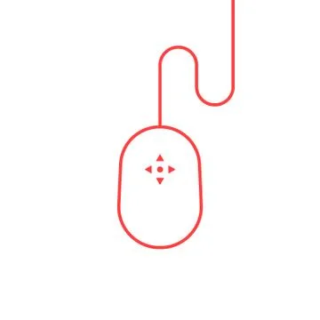Red thin line computer mouse 스톡 일러스트