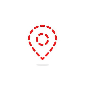 Red thin line dotted map pin Stock Illustration