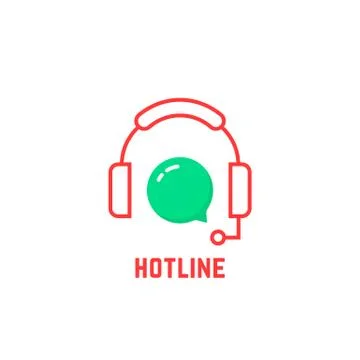 Red thin line hotline icon Stock Illustration