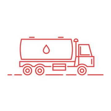 Red thin line milk tanker Stock Illustration