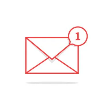 Red thin line notification icon with speech bubble イラスト素材