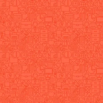 Red Thin Line Office Life Business Seamless Pattern Stock Illustration