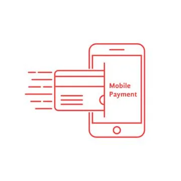 Red thin line phone like mobile payment Stock Illustration
