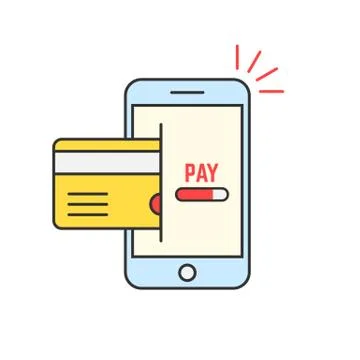 Red thin line phone like mobile payment Stock Illustration