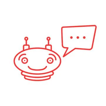 Red thin line simple chatbot icon Stock Illustration