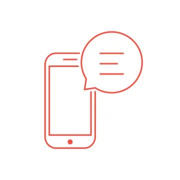 Red thin line smart phone like messaging Stock Illustration