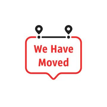 Red thin line we have moved buble Stock Illustration