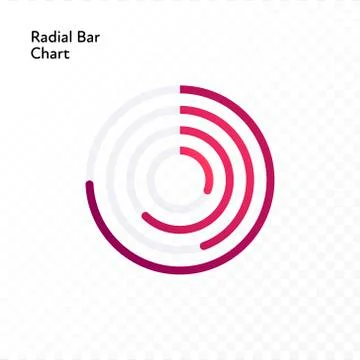 Red thin radial bar line chart Stock Illustration