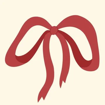 Red thin ribbon tied in bow Stock Illustration