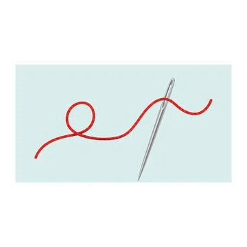 Red thread and needle icon symbolizing sewing and craft Stock Illustration