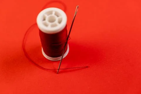 Red Thread and Needle Stock Photos