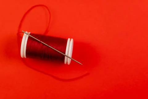 Red Thread and Needle Stock Photos