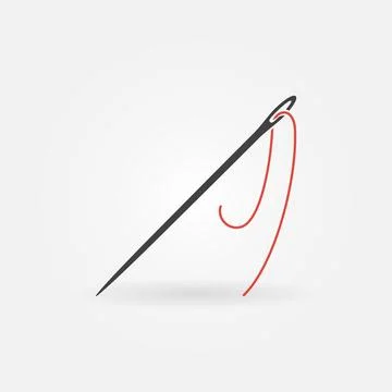 Red Thread and Needle vector creative icon - Needlework symbol Stock Illustration