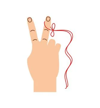 Red thread bow on a finger Stock Illustration