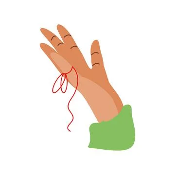 Red thread bow on finger 스톡 일러스트