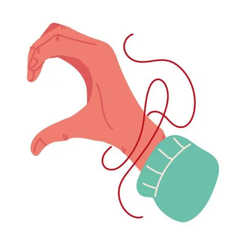 Red thread of destiny in hand Stock Illustration