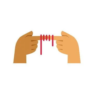 Red thread of fate connecting two hands Stock Illustration