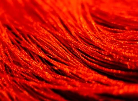 Red threads wave abstract background, macro Stock Photos