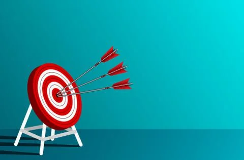 Red three arrows darts in target circle. business success goal. on background Stock Illustration