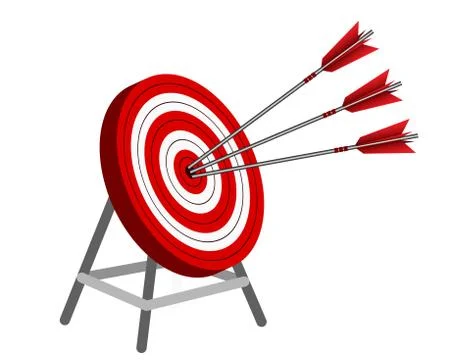 Red three arrows darts in target circle. business success goal. on background Stock Illustration