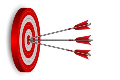 Red three arrows darts in target circle. business success goal. on background Stock Illustration