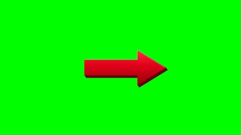Red Three Dimensional Arrow Pointing Right Isolated on Green Background Video stock 337356868