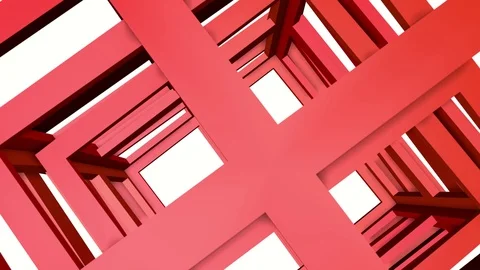 Red three-dimensional cubes rotate relative to each other. 3D rendering Stock-Footage 94830850