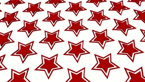 Red three-dimensional stars revolve around an axis on a white background. 3D ren Stock Footage 95652888