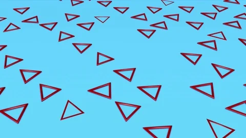 Red three-dimensional triangles move on a turquoise background. abstract animati Stock Footage 100657574