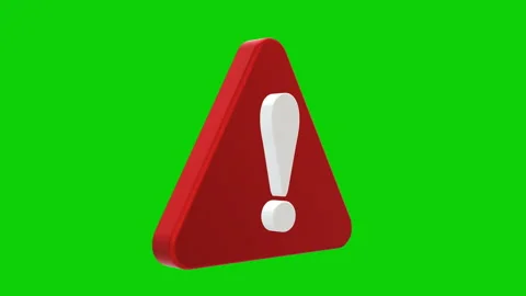 Red three dimensional warning symbol on green background Stock Footage 323378037