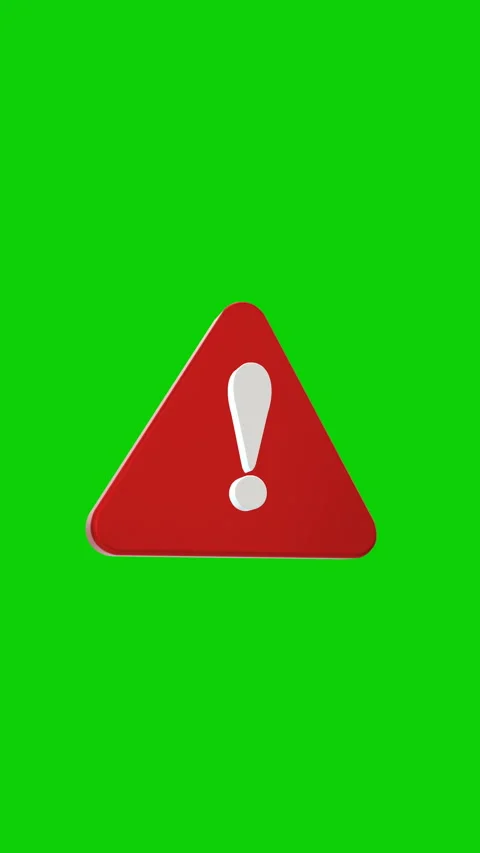 Red three dimensional warning symbol isolated on green background Stock Footage 323378176