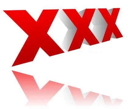 Red three-dimensional XXX letters for restriction, prohibition or sexuality,  Stock Illustration
