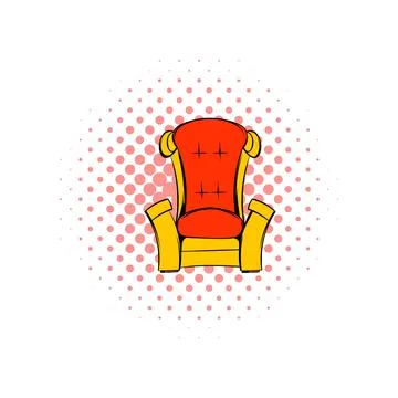 Red throne isometric comics icon Stock Illustration