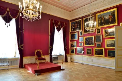 Red Throne room in Gatchina Palace Stock Photos
