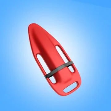 Red throw buoy 3d render on blue background Stock Illustration