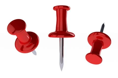 Red thumbtack on white Stock Illustration