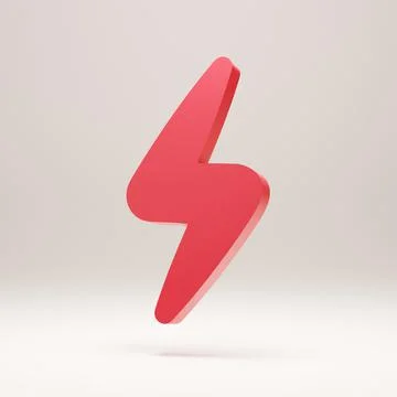 Red Thunder bolt Symbol in 3D rendering isolated on white background Stock Illustration